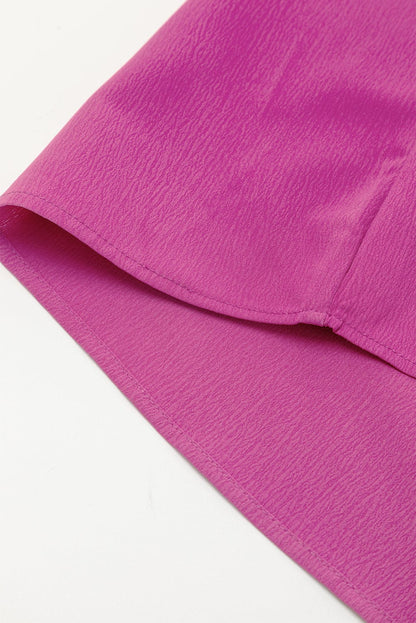 Rose Red Smocked Ruffle Sleeve Maxi Dress with High Waist