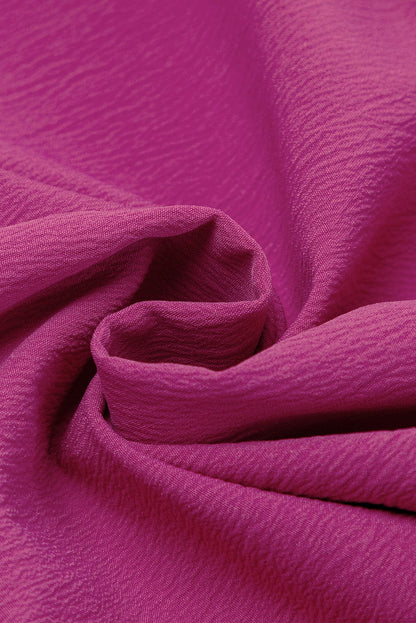 Rose Red Smocked Ruffle Sleeve Maxi Dress with High Waist