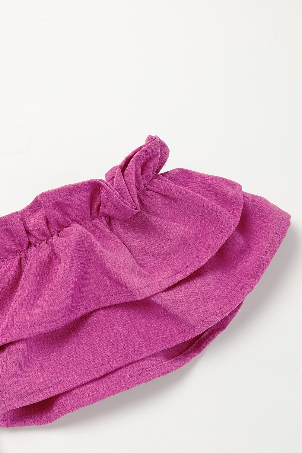 Rose Red Smocked Ruffle Sleeve Maxi Dress with High Waist