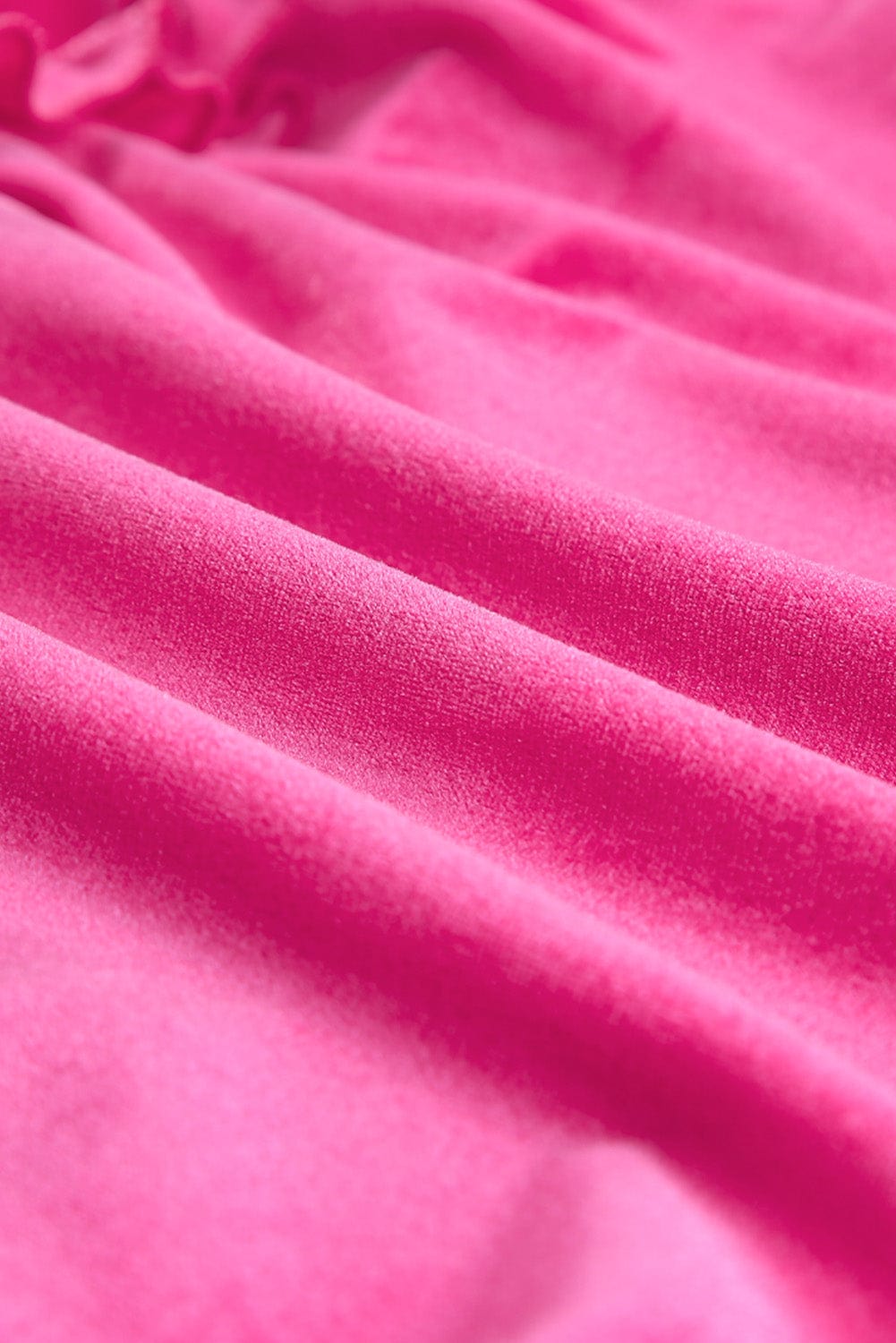 Rose Red Velvet Dress with Elegant Shirred Details and V-Neck