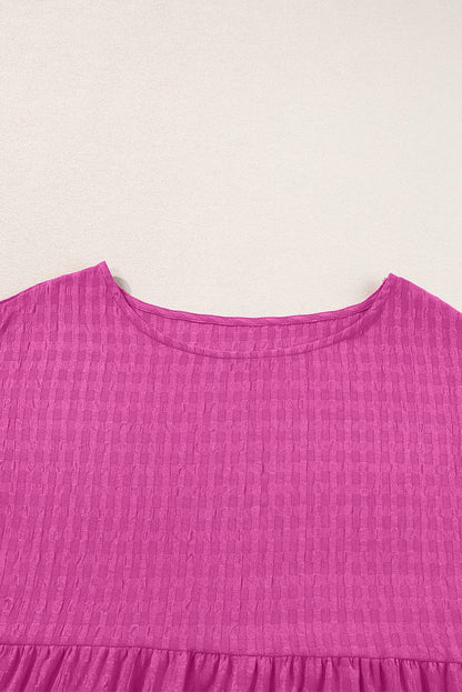 Rose Red Waffle Knit Ruffle Sleeve Shift Mini Dress