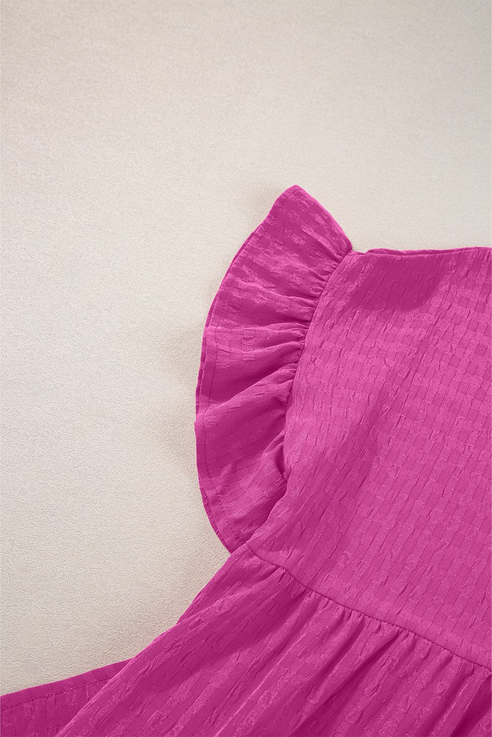 Rose Red Waffle Knit Ruffle Sleeve Shift Mini Dress