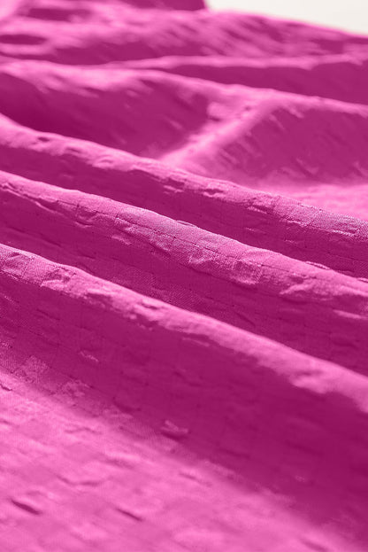 Rose Red Waffle Knit Ruffle Sleeve Shift Mini Dress