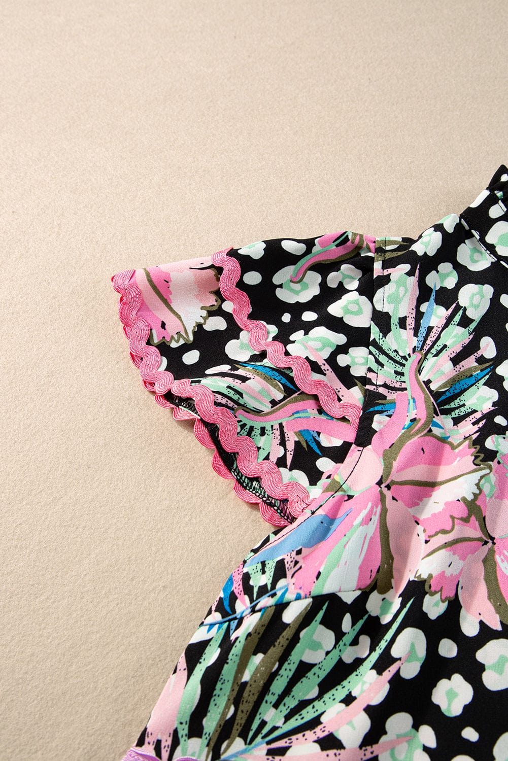 Rose Ruffle Floral Layered Short Sleeve Top