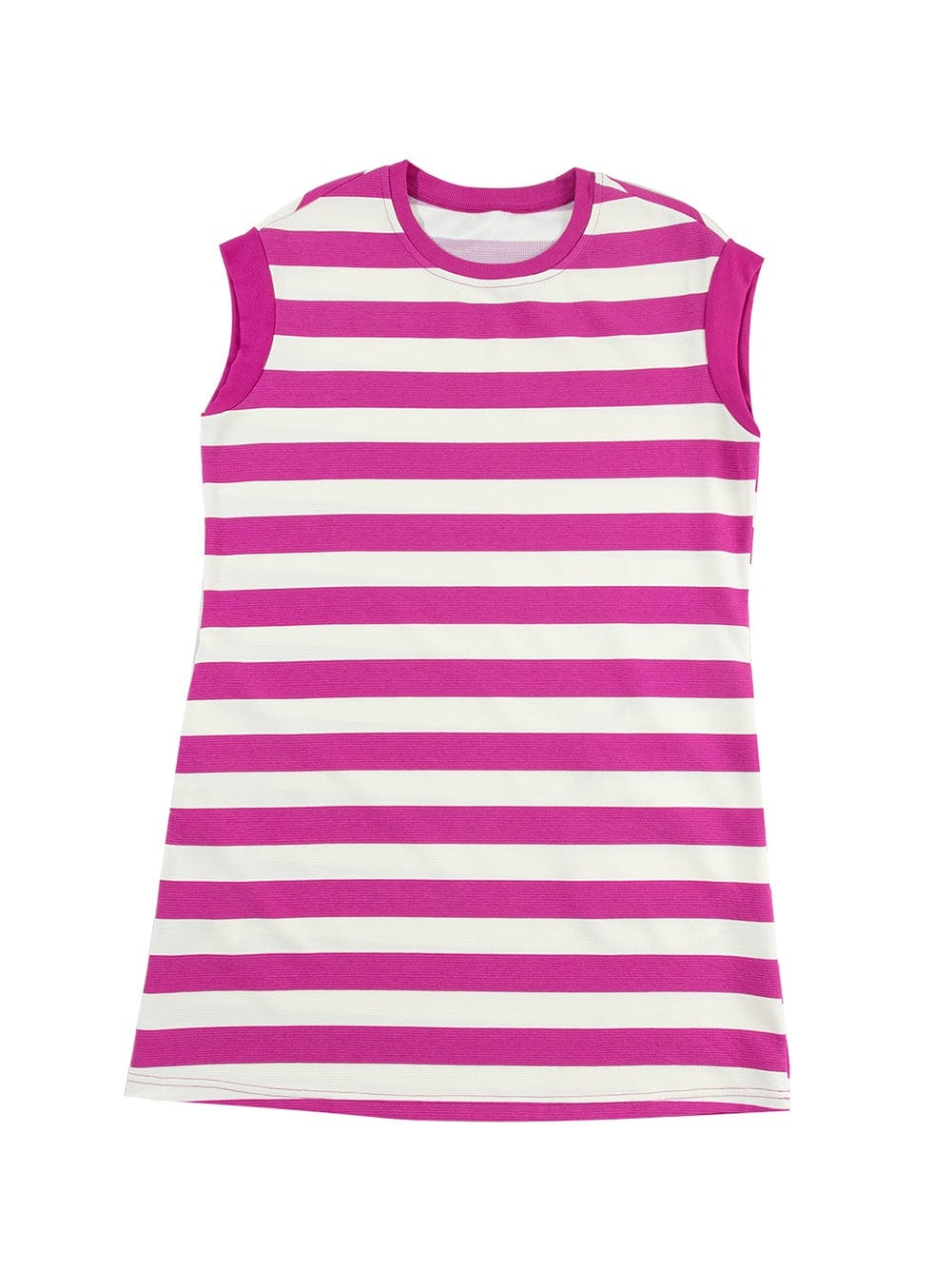 Rose Striped Cap Sleeve Pocket Shift T-shirt Dress