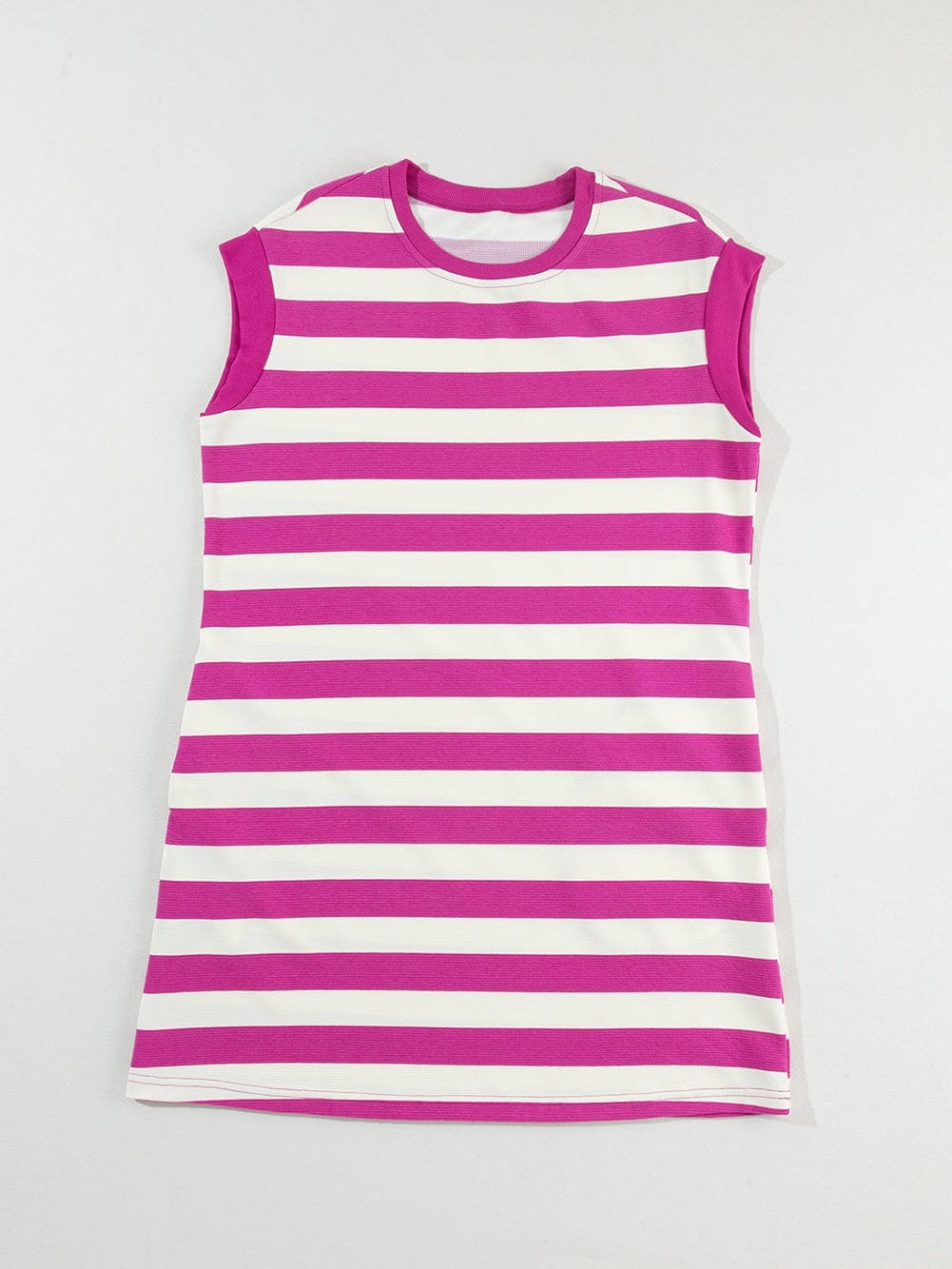 Rose Striped Cap Sleeve Pocket Shift T-shirt Dress