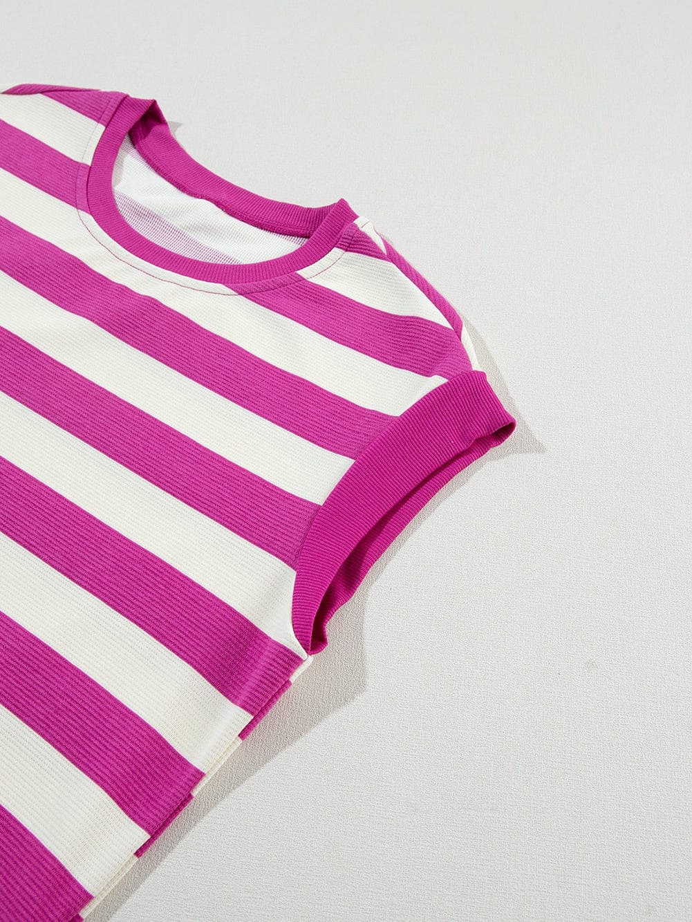 Rose Striped Cap Sleeve Pocket Shift T-shirt Dress