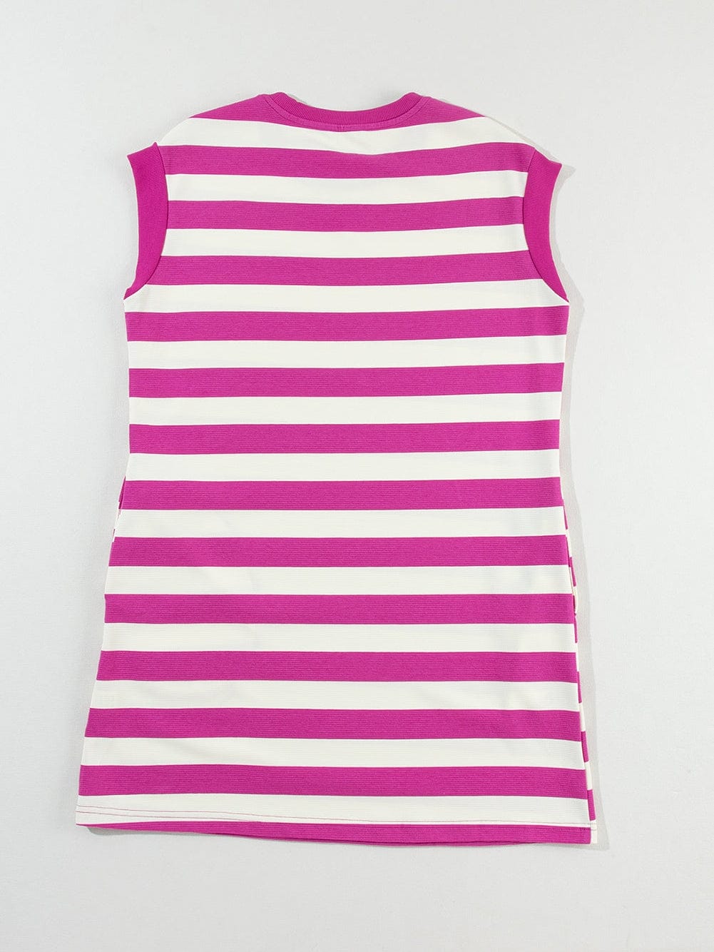 Rose Striped Cap Sleeve Pocket Shift T-shirt Dress