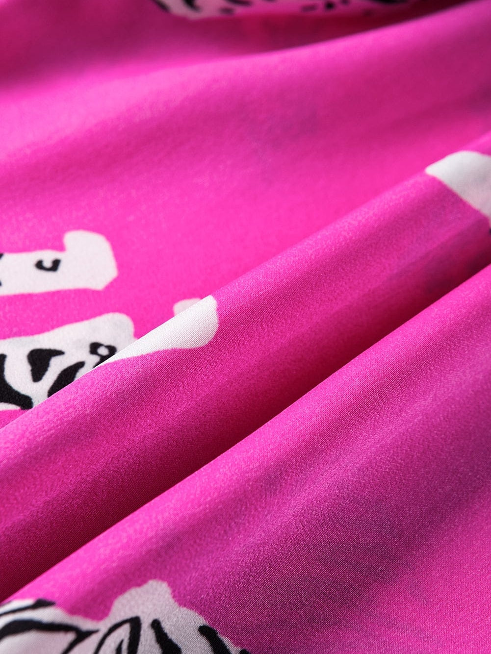 Rose Tiger Print Flutter Sleeve Round Neck Blouse