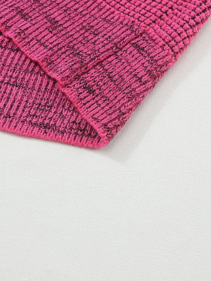 Rosy Plaid Knit Longline Open Front Cardigan