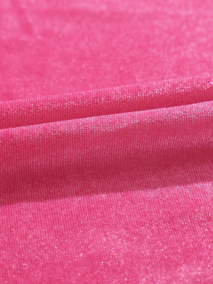 Rosy Ruffle Velvet Mini Shift Dress