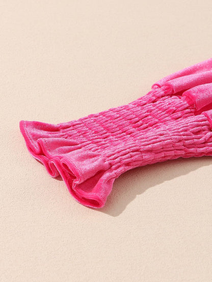 Rosy Ruffle Velvet Mini Shift Dress