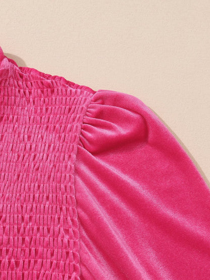 Rosy Ruffle Velvet Mini Shift Dress