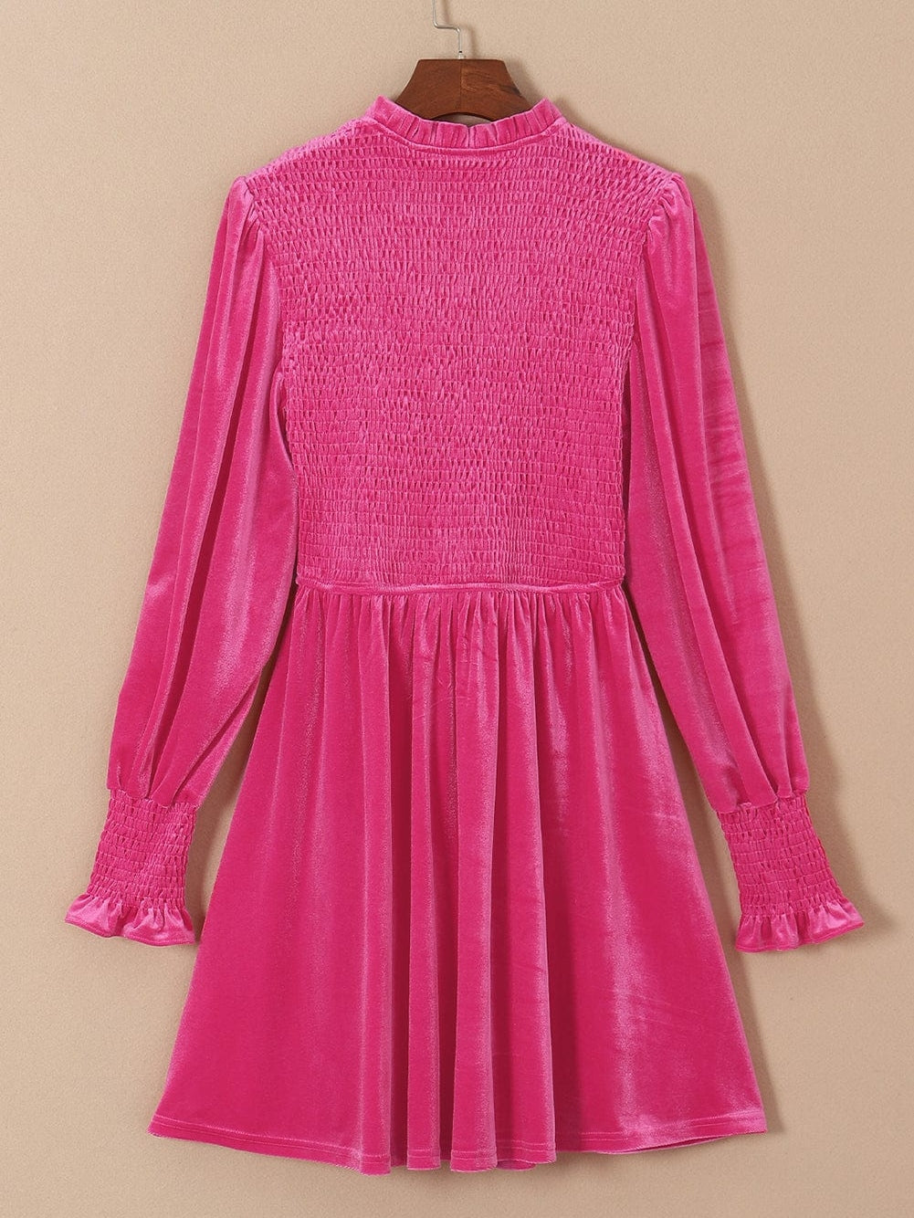 Rosy Ruffle Velvet Mini Shift Dress