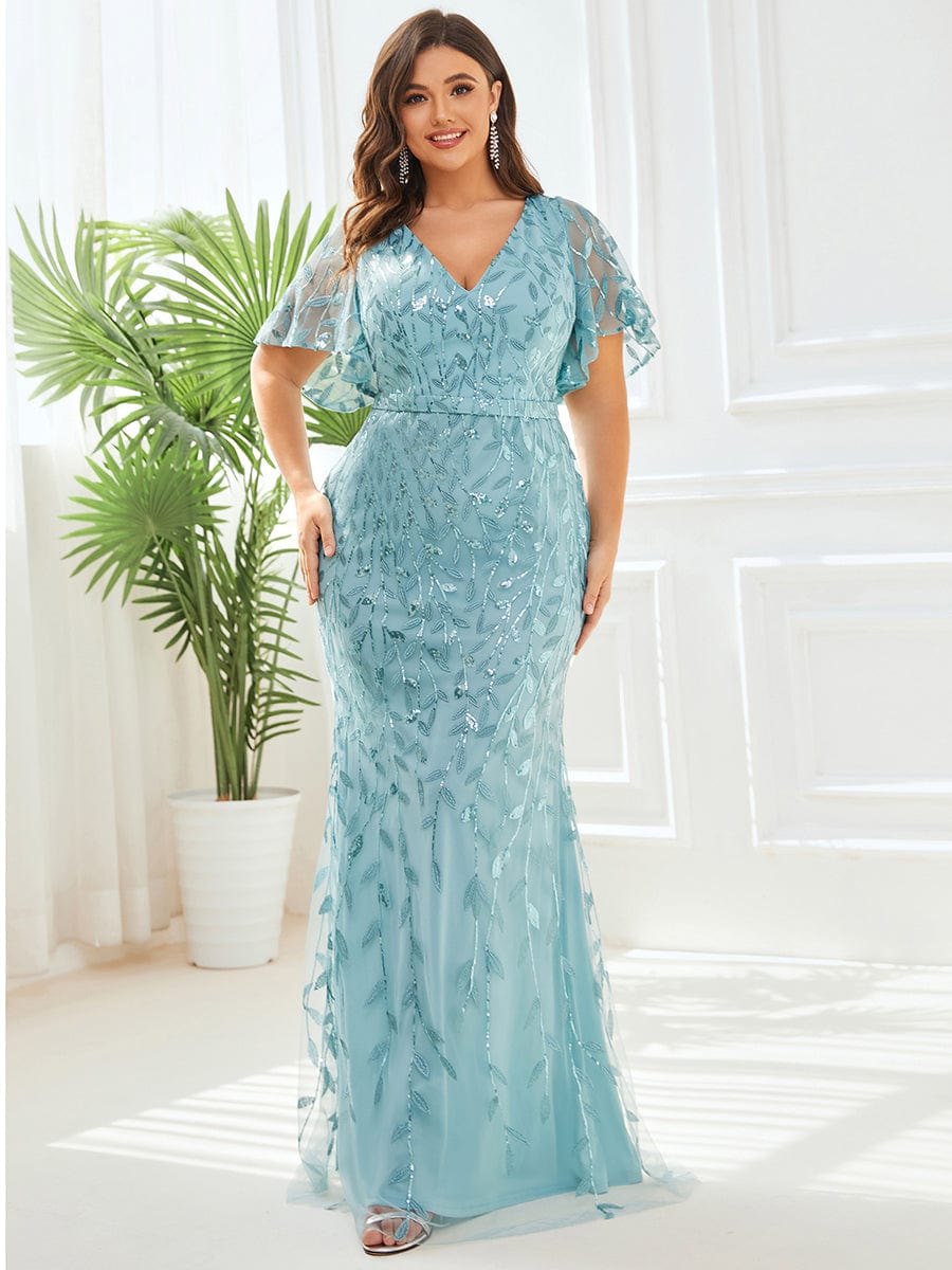 Royal Princess Sequin Tulle Fishtail Evening Gown