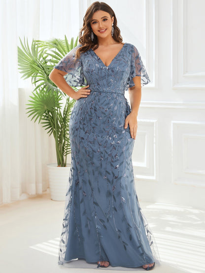 Royal Princess Sequin Tulle Fishtail Evening Gown