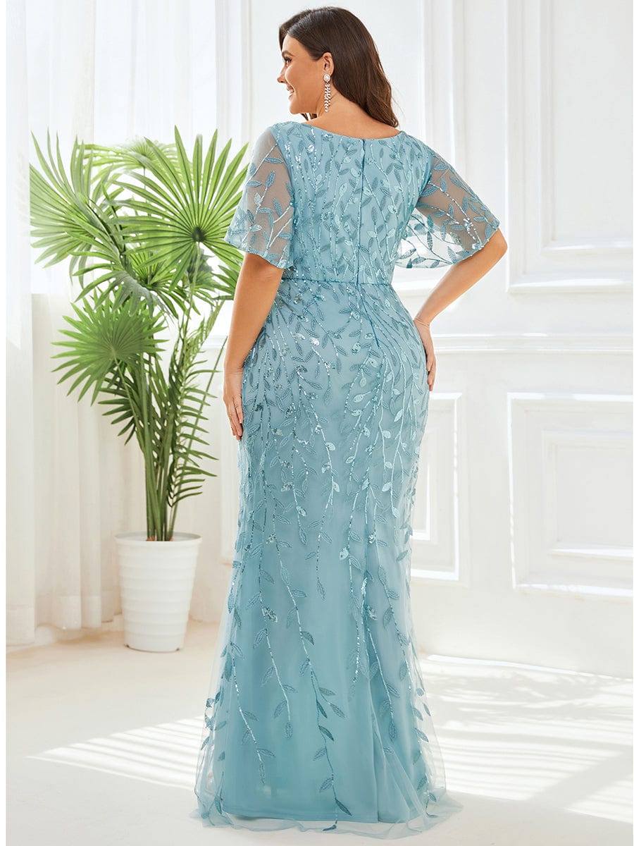 Royal Princess Sequin Tulle Fishtail Evening Gown