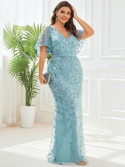 Royal Princess Sequin Tulle Fishtail Evening Gown
