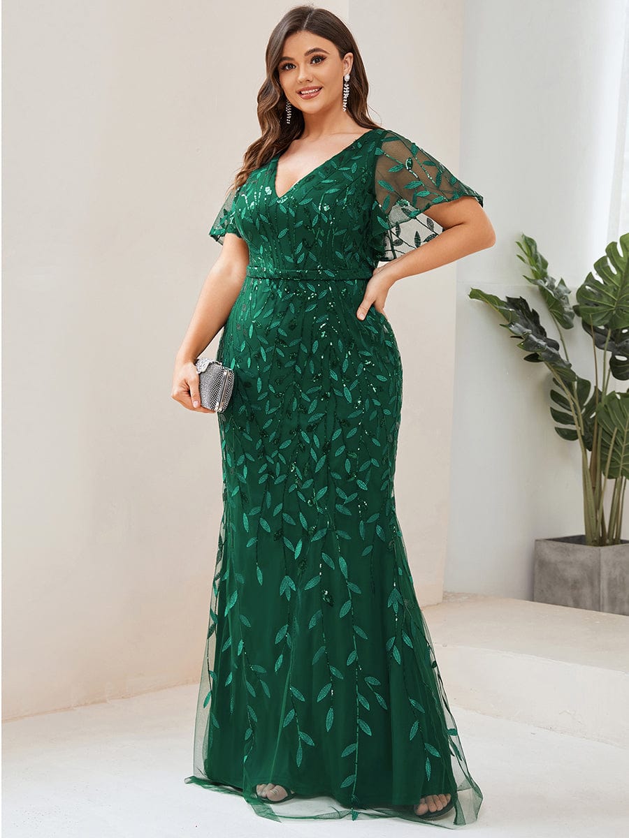 Royal Princess Sequin Tulle Fishtail Evening Gown
