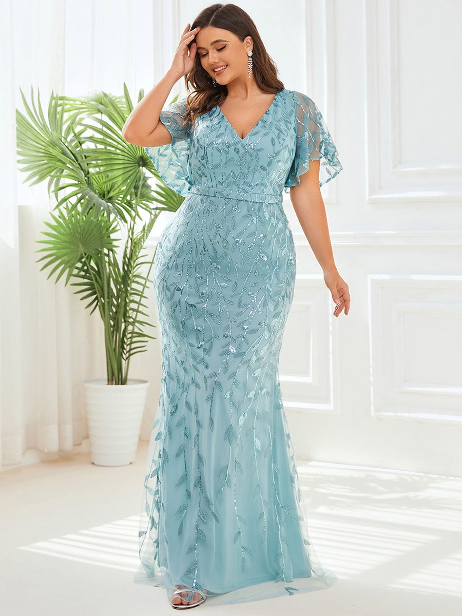 Royal Princess Sequin Tulle Fishtail Evening Gown