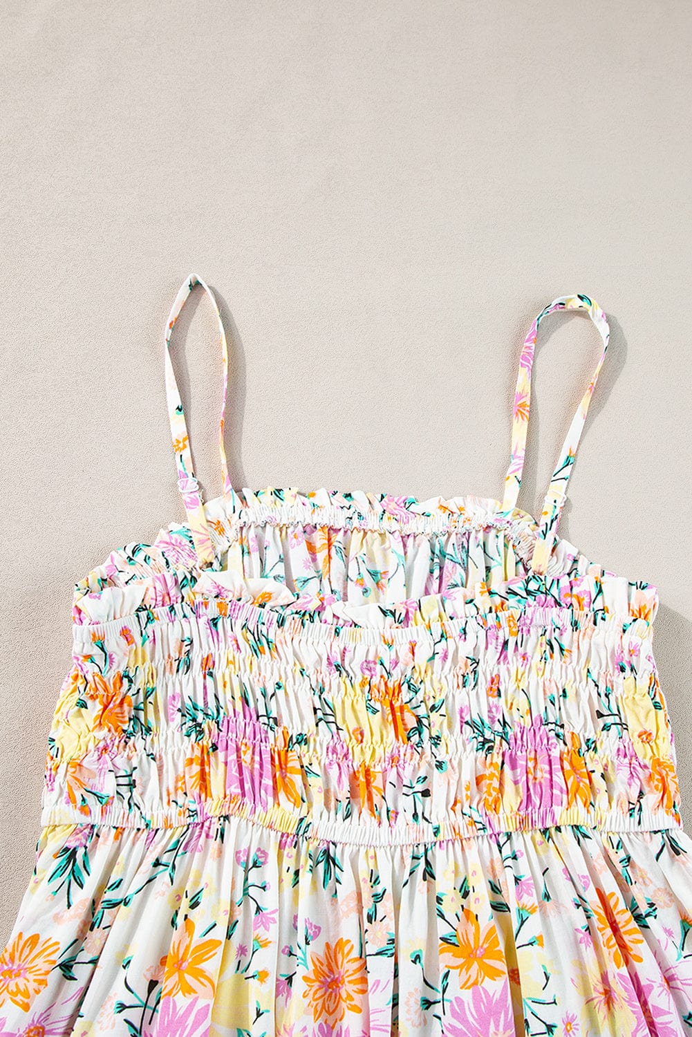 Royal Violet Blossom Smocked Peplum Tank Top