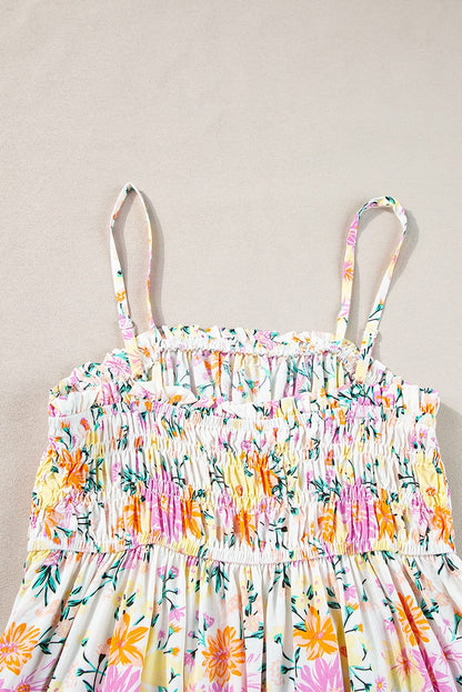 Royal Violet Blossom Smocked Peplum Tank Top