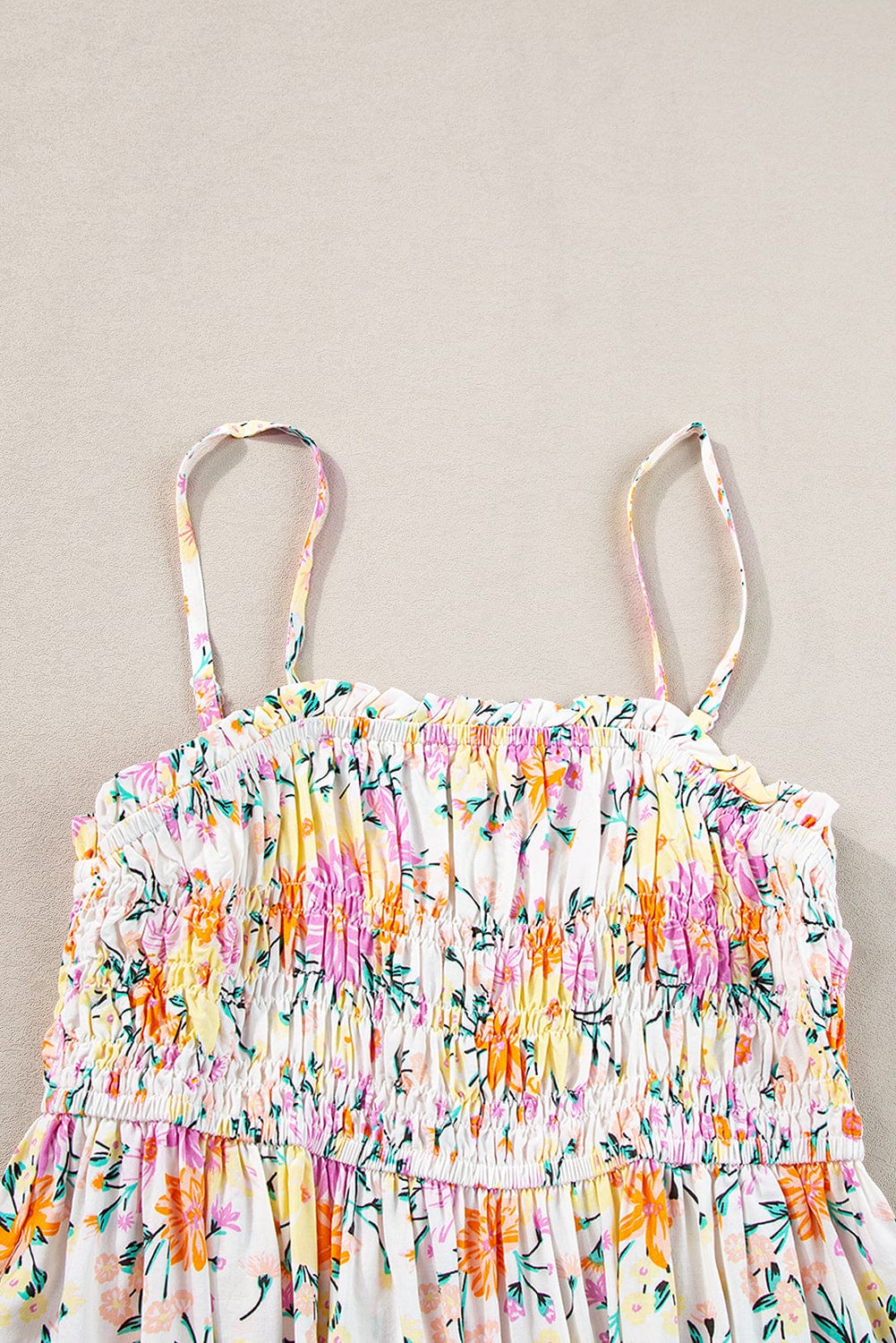 Royal Violet Blossom Smocked Peplum Tank Top