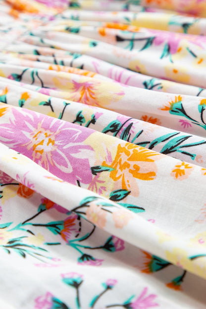 Royal Violet Blossom Smocked Peplum Tank Top