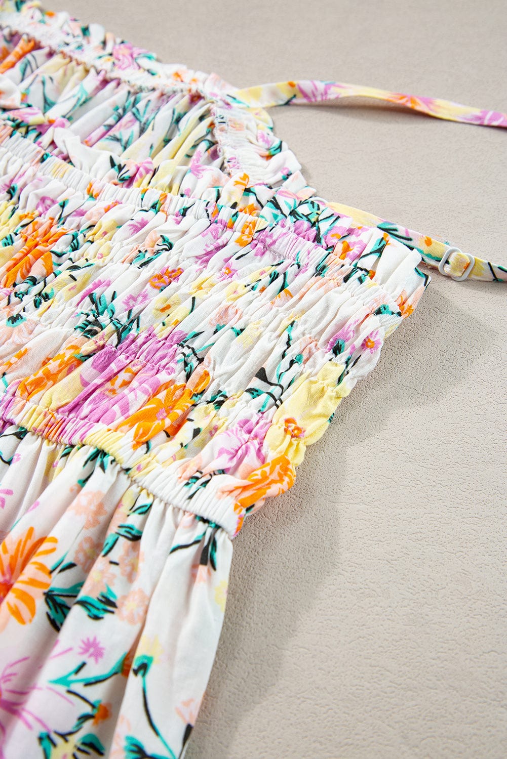 Royal Violet Blossom Smocked Peplum Tank Top