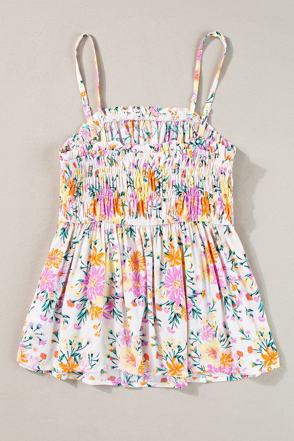 Royal Violet Blossom Smocked Peplum Tank Top