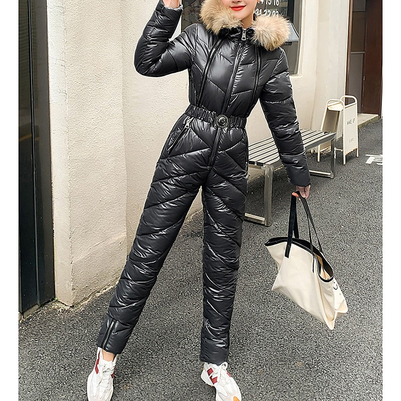 Women's Jumpsuit Ski Suit Outdoor Winter Thermal Warm Windproof Hooded Windbreaker Snow Suit for Skiing Camping / Hiking Snowboarding Ski