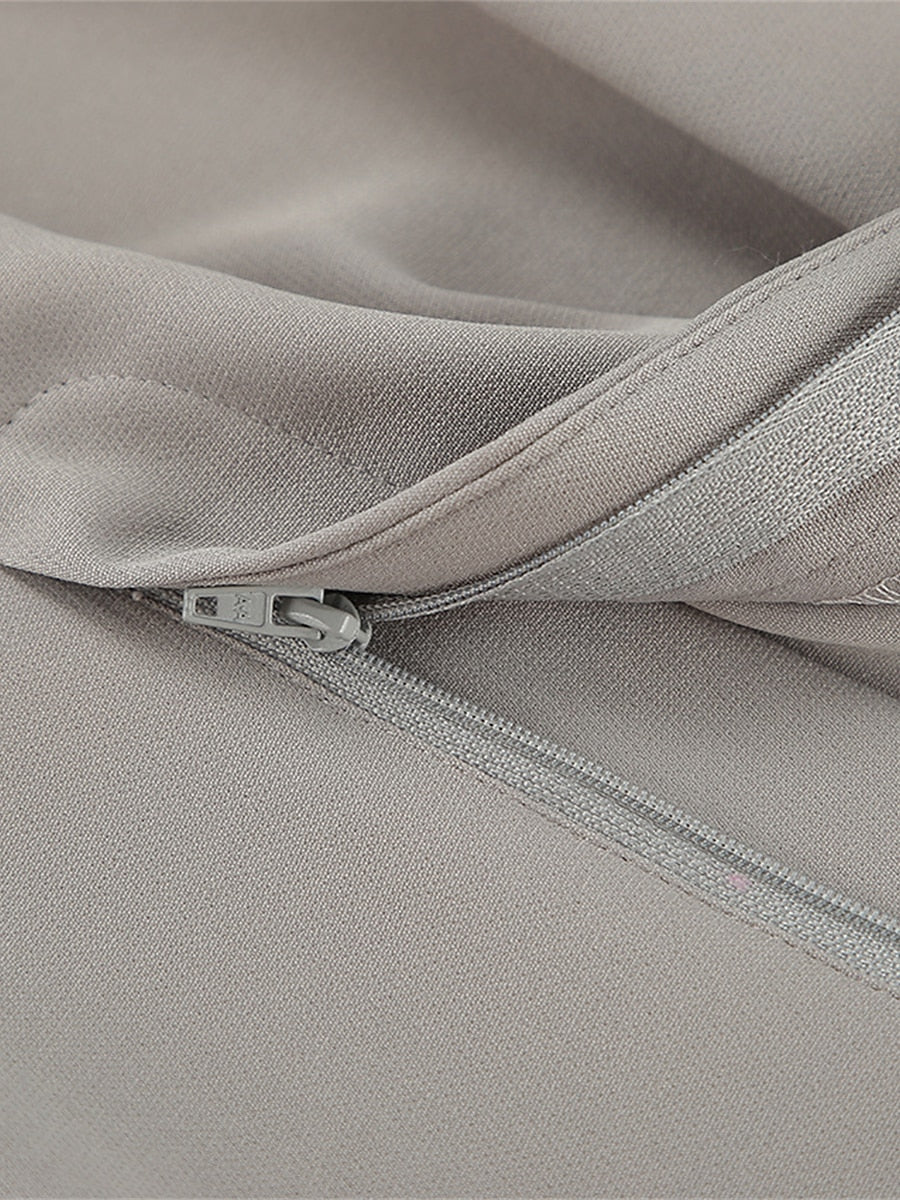 Women's Dress Pants Spandex Plain Grey Black Elegant High Waist Full Length Office / Career Street Fall Winter