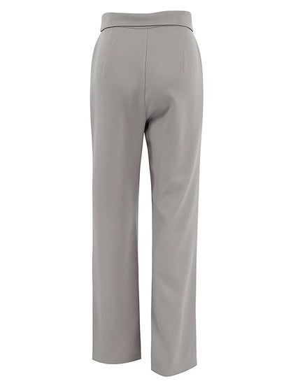 Women's Dress Pants Spandex Plain Grey Black Elegant High Waist Full Length Office / Career Street Fall Winter