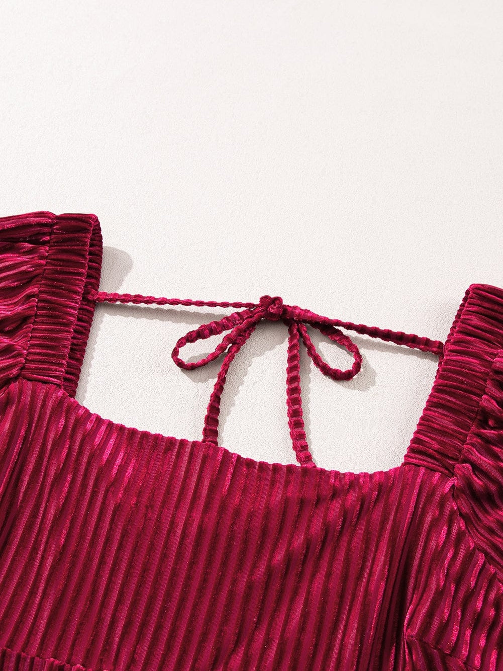 Ruby Velvet Square Neck Babydoll Dress with Tie Back