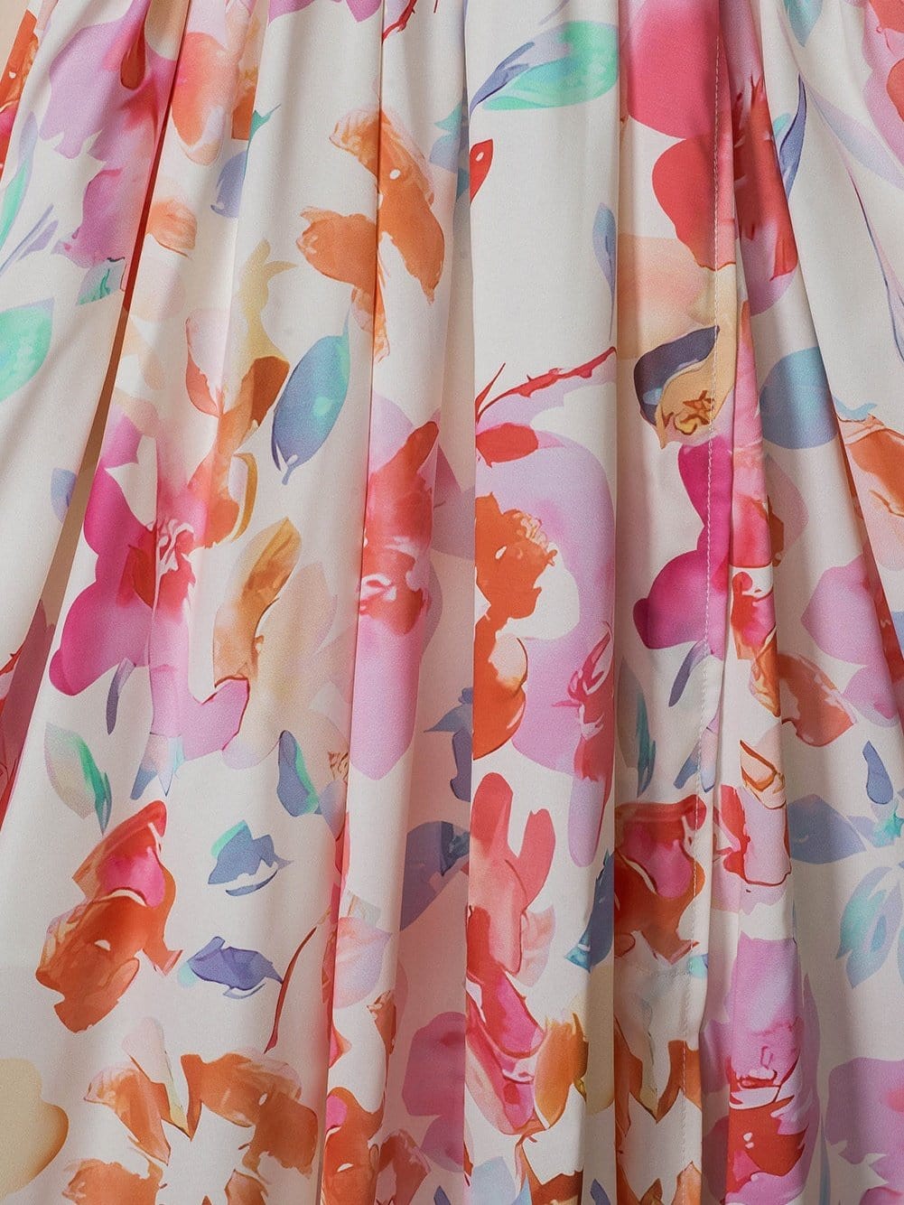 Ruched V-Neck Maxi Dress with Tropical Floral Print