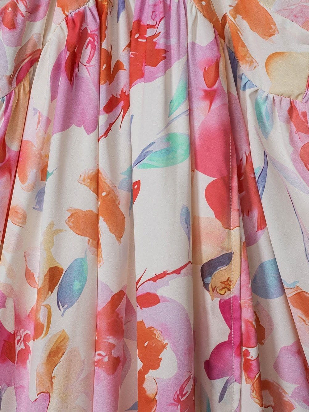 Ruched V-Neck Maxi Dress with Tropical Floral Print