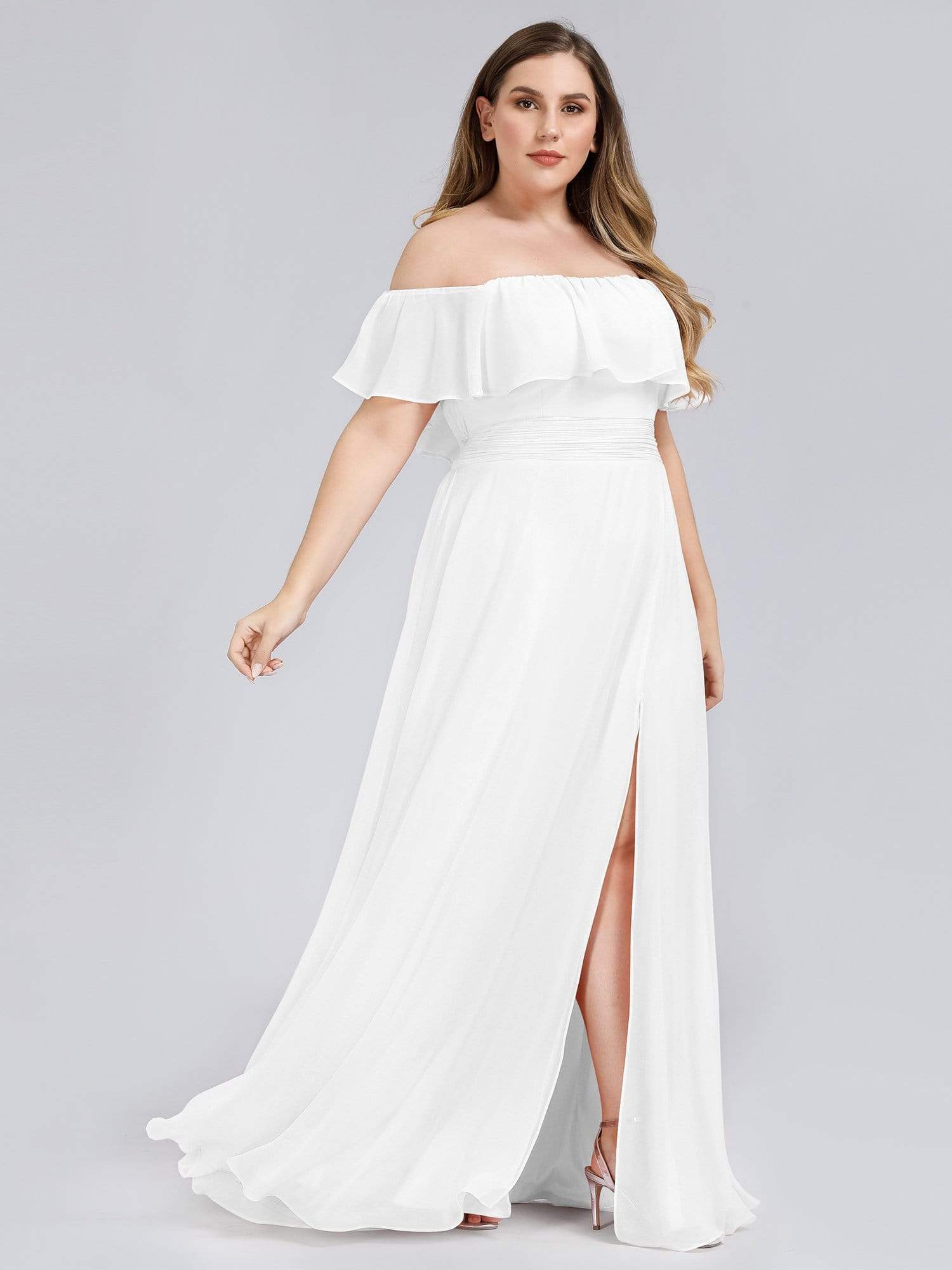 Ruffle Thigh Split Dress for Plus Size Bridesmaids
