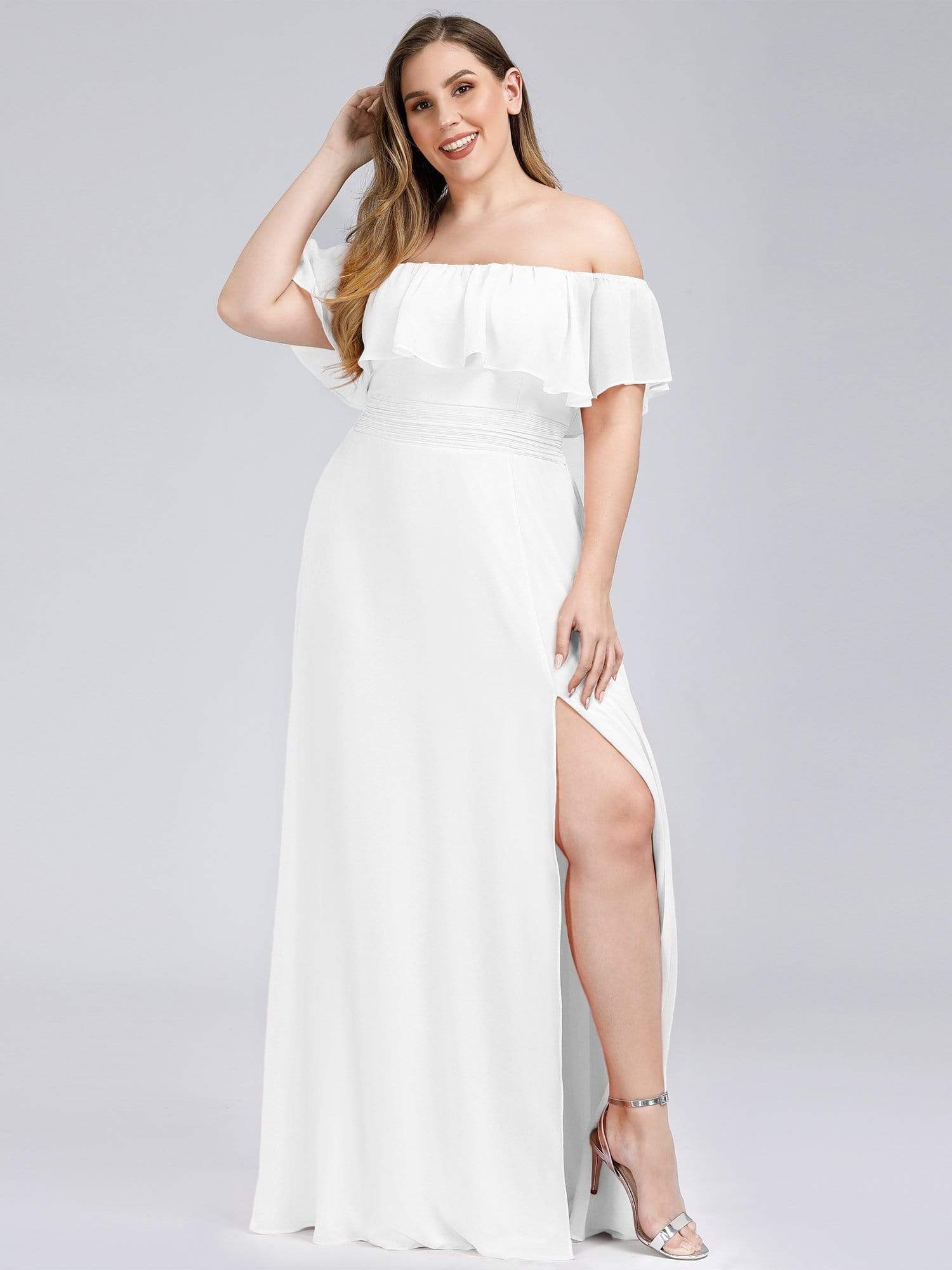 Ruffle Thigh Split Dress for Plus Size Bridesmaids