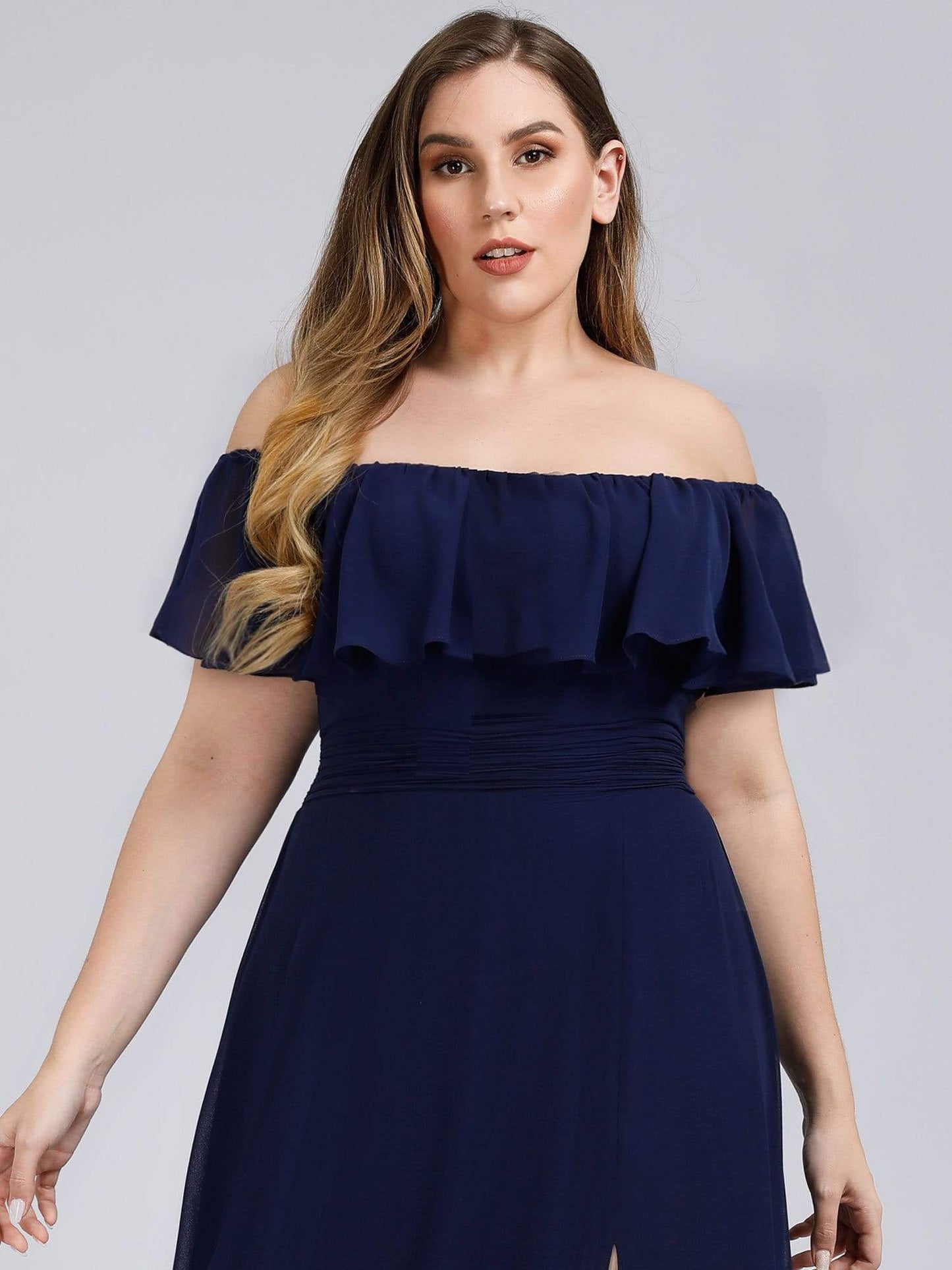 Ruffle Thigh Split Dress for Plus Size Bridesmaids