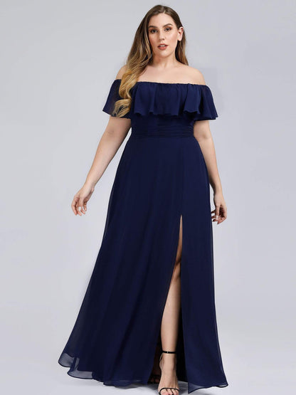 Ruffle Thigh Split Dress for Plus Size Bridesmaids
