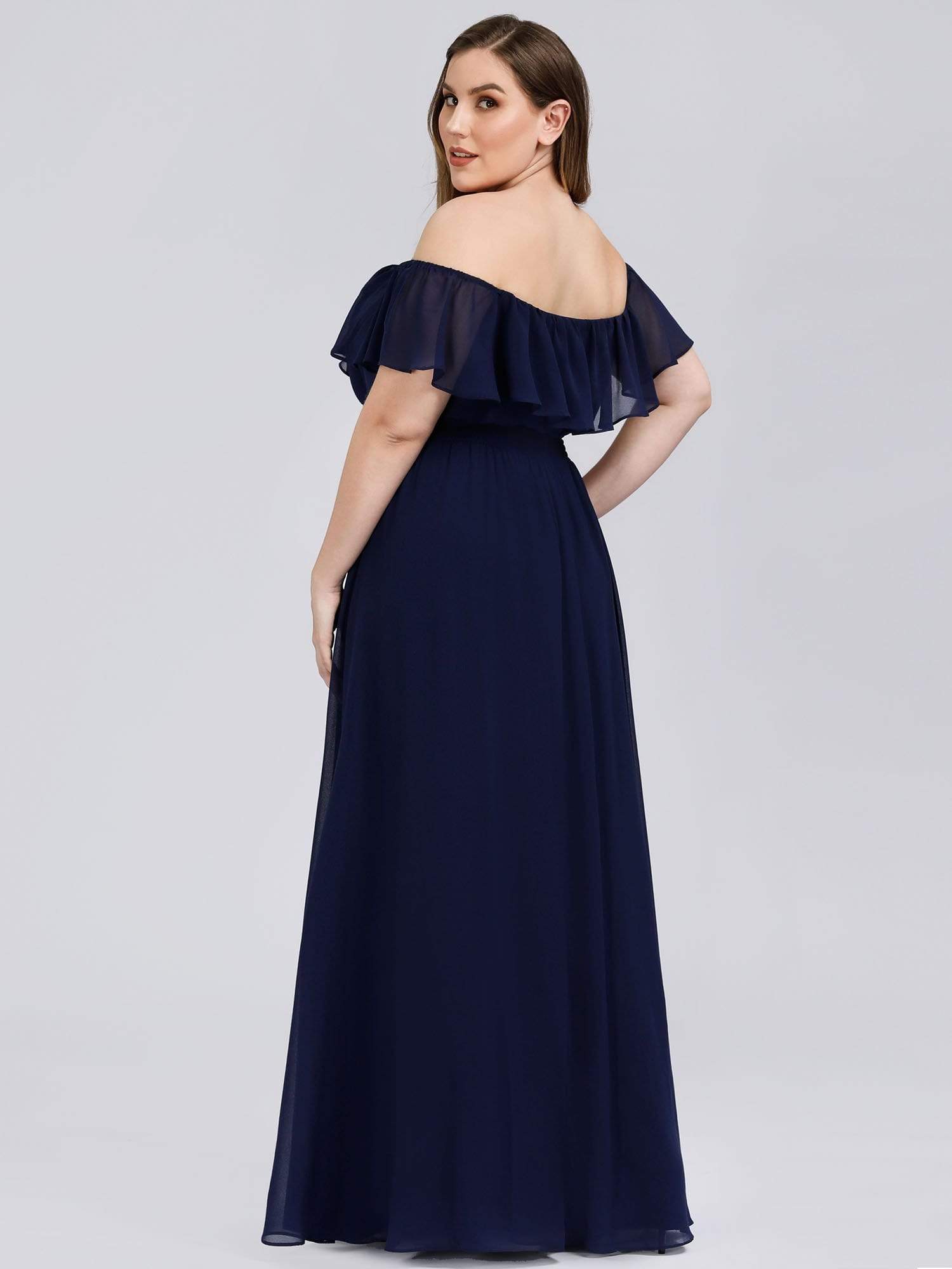 Ruffle Thigh Split Dress for Plus Size Bridesmaids