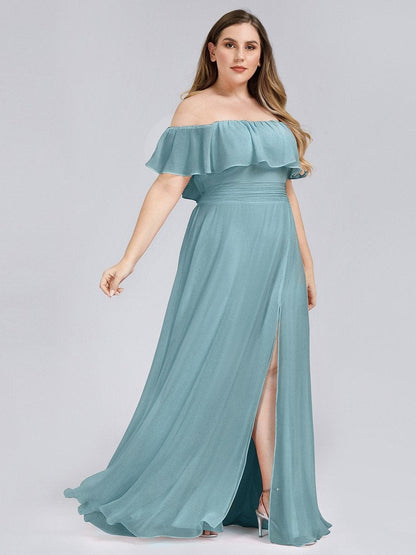 Ruffle Thigh Split Dress for Plus Size Bridesmaids
