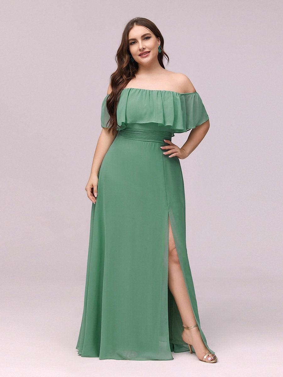 Ruffle Thigh Split Dress for Plus Size Bridesmaids