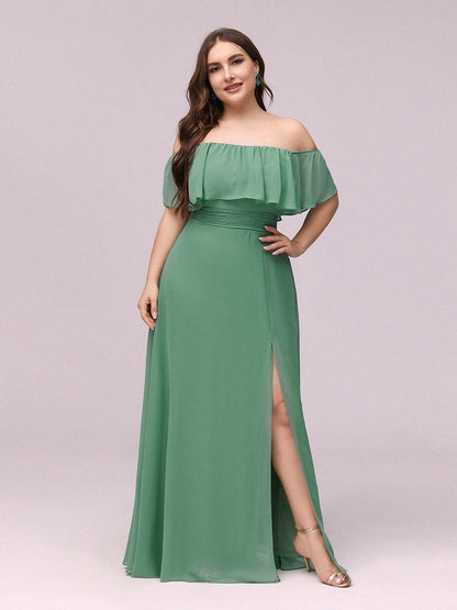 Ruffle Thigh Split Dress for Plus Size Bridesmaids