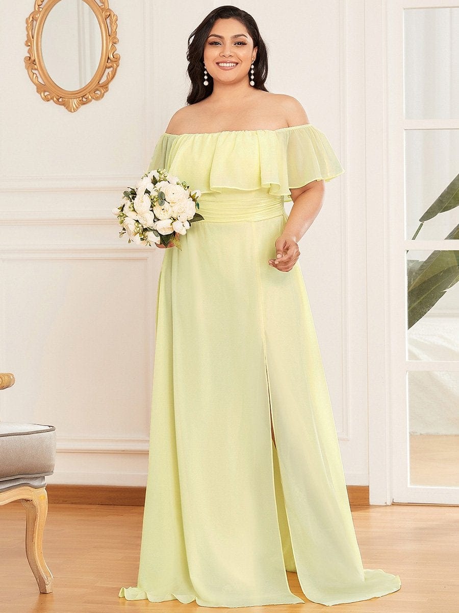 Ruffle Thigh Split Dress for Plus Size Bridesmaids