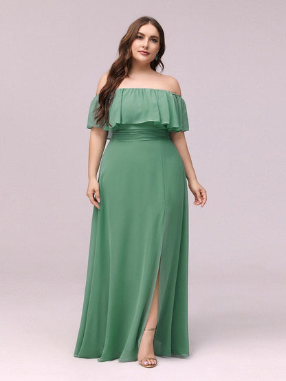 Ruffle Thigh Split Dress for Plus Size Bridesmaids