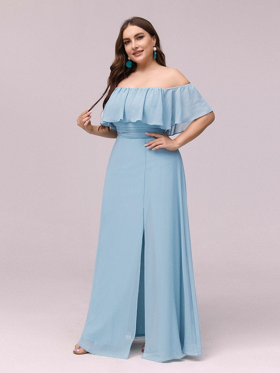 Ruffle Thigh Split Dress for Plus Size Bridesmaids