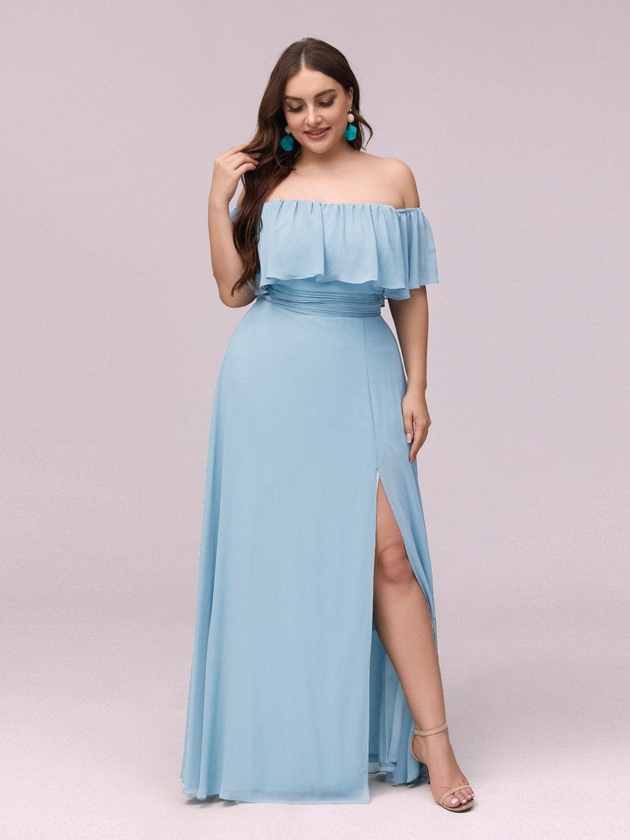 Ruffle Thigh Split Dress for Plus Size Bridesmaids