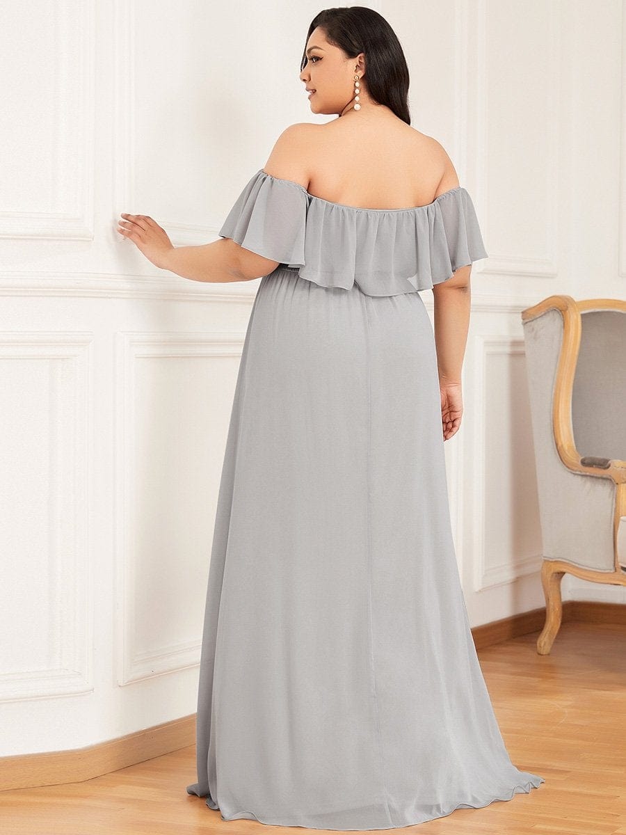 Ruffle Thigh Split Dress for Plus Size Bridesmaids