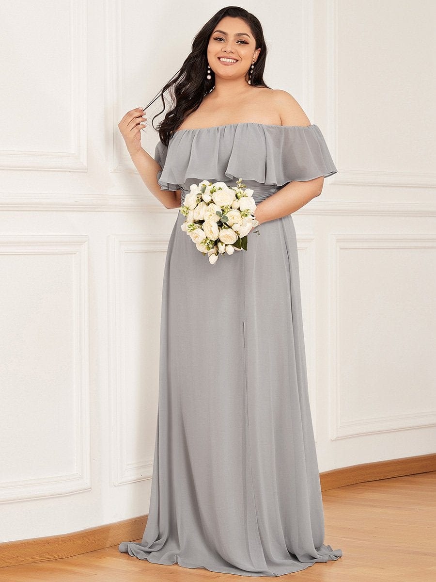 Ruffle Thigh Split Dress for Plus Size Bridesmaids